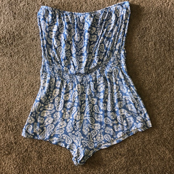 Printed light blue romper - Picture 1 of 3